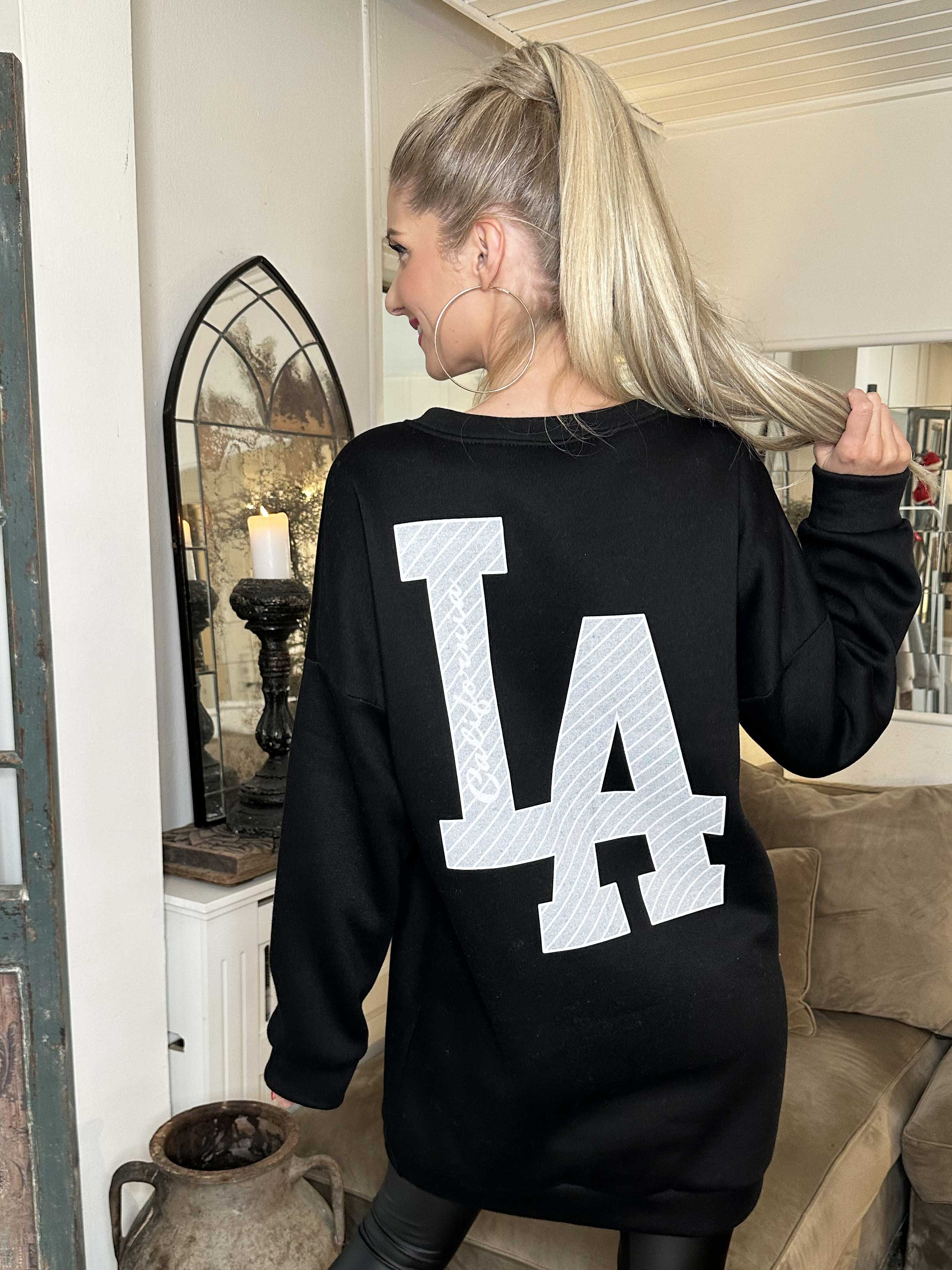 Maida - Lång sweatshirt med LA-tryck fram och bak